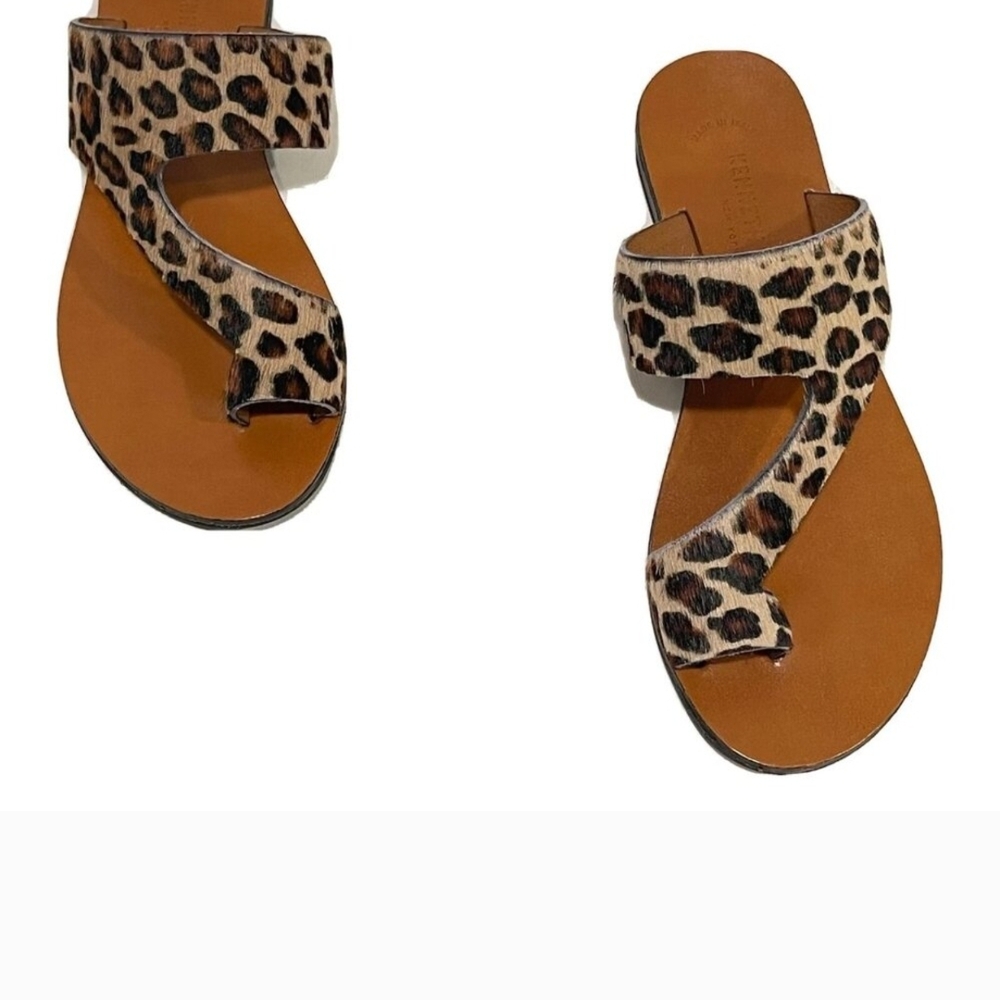 Kenneth Cole Brown and Tan Sandals with Animal Print